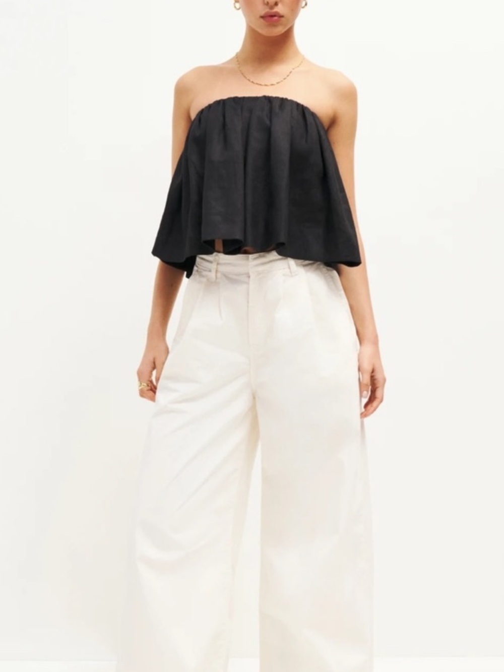 Reformation Linen Carina Top in Black Size Small